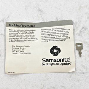 Vintage Samsonite Replacement Luggage Key w/Original Printed Info Card